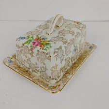 Chintz Lord Nelson Ware Cheese/Butter Dish Pink/Blue/Yellow/Gold Floral 2528