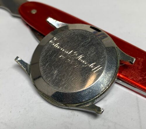 UNGEWÖHNLICH 1943 Schmitz Swiss Made 32,4 mm 10 1⁄2L versteckte Krone Etui klappbare Lünette! - Bild 7 von 10