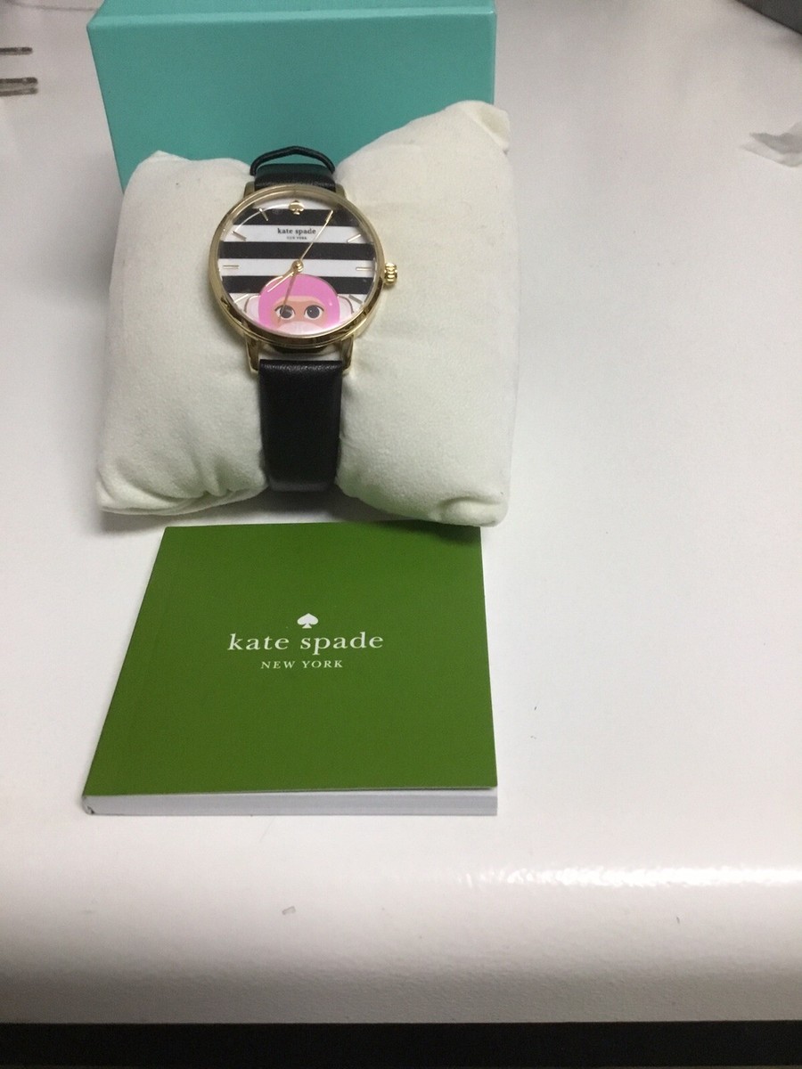 KATE SPADE BLACK/GOLD TONE METRO MONKEY BUSINESS WATCH RARE 