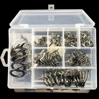 75pcs Set Ceramic Ring Eyes Fishing Rod Guide Stainless Steel Frame Rings Box