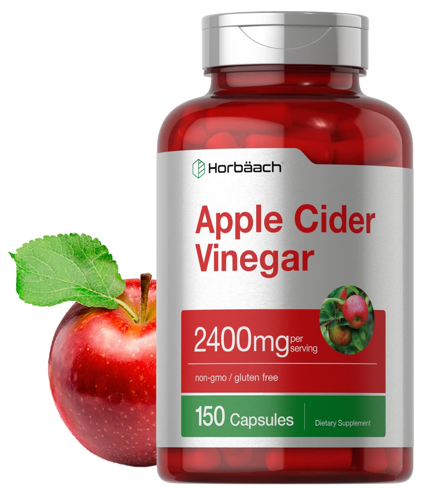 Apple Cider Vinegar Capsules | 2400mg | 150 Count | Non-GMO | by Horbaach