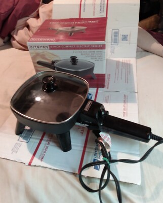  Kitchen Selectives Electric 6  Skillet + Glass Lid Model SK-6 Black New Other
