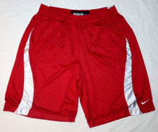 NIKE BASKETBALL SIZE L VTG SHORTS RED ATHLETIC WHITE LOGO SWOOSH DRI-FIT