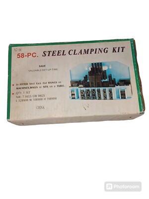 58 Piece Steel Clamping Kit 3/8''-16 Includes Steel Storage Rack