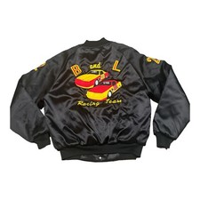 Vintage 80 s Racing Team Bomber Satin Jacket Ruth B L Racing Race Car Large