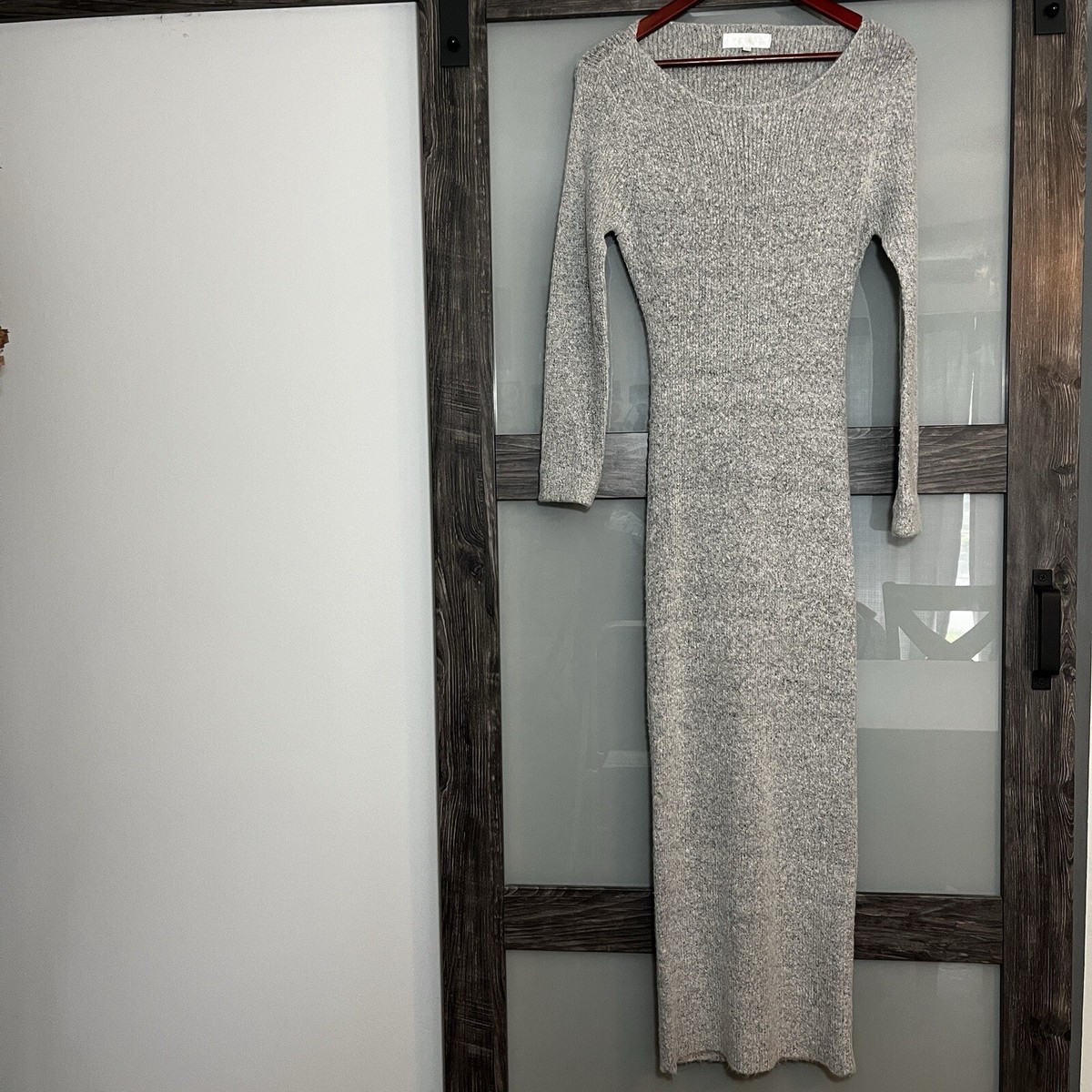 meshki sweater dress Baxter Knit Midi it features a collared neckline and a semi cream off shoulder sweater dress