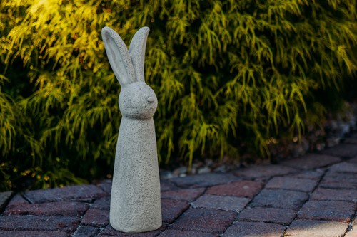 Steinfigur große Oster-Deko Hase H. 50 cm, 8 kg, Grau, frostsicher Steinguss - Bild 2 von 10