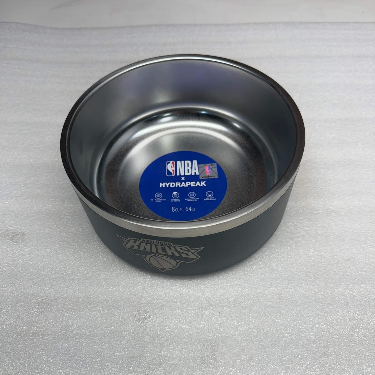 NEW Hydrapeak NBA NY Knicks Large Dog Bowl SS Steel 8 Cup Food or