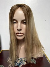Long Blonde Rooted Platinum European Human Hair Clip In Topper Mono Silk Top