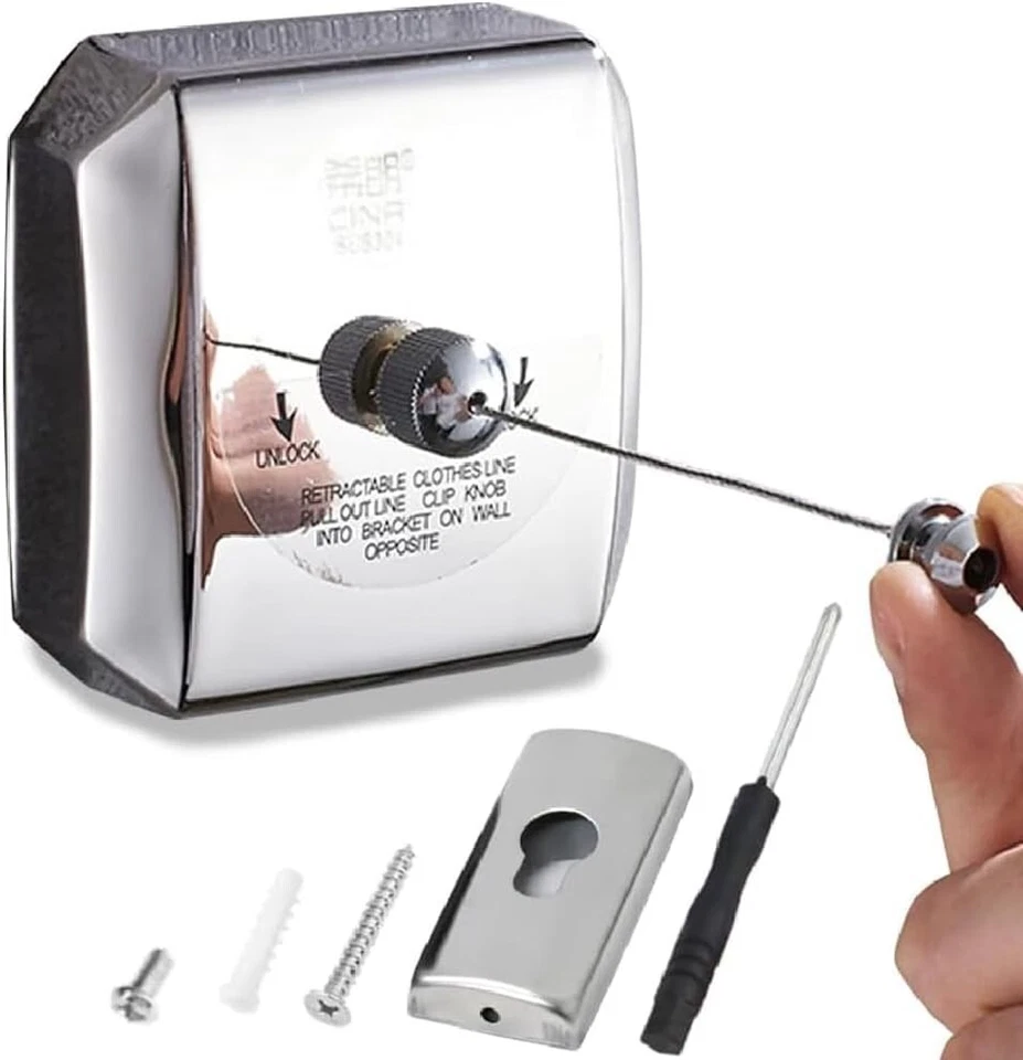 Tendedero retráctil interior resistente 304 acero inoxidable alambre duradero 12 pies Foto 2 de 4