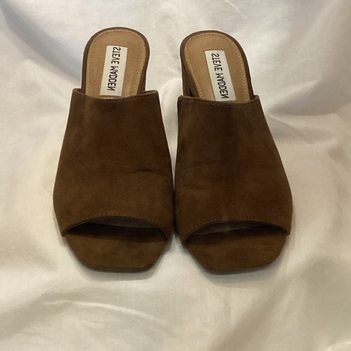 Size 6.5 Brown Steve Madden SOCIALIZE Faux suede Mule - Picture 4 of 13