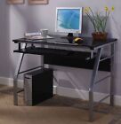 Home & Office Metal and Glass Workstation Computer Desk with Keyboard Tray