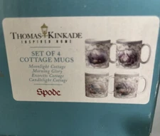 Spode Thomas Kinkade Inspired Home COTTAGE Primary 3-3/8" Mug Set of 4