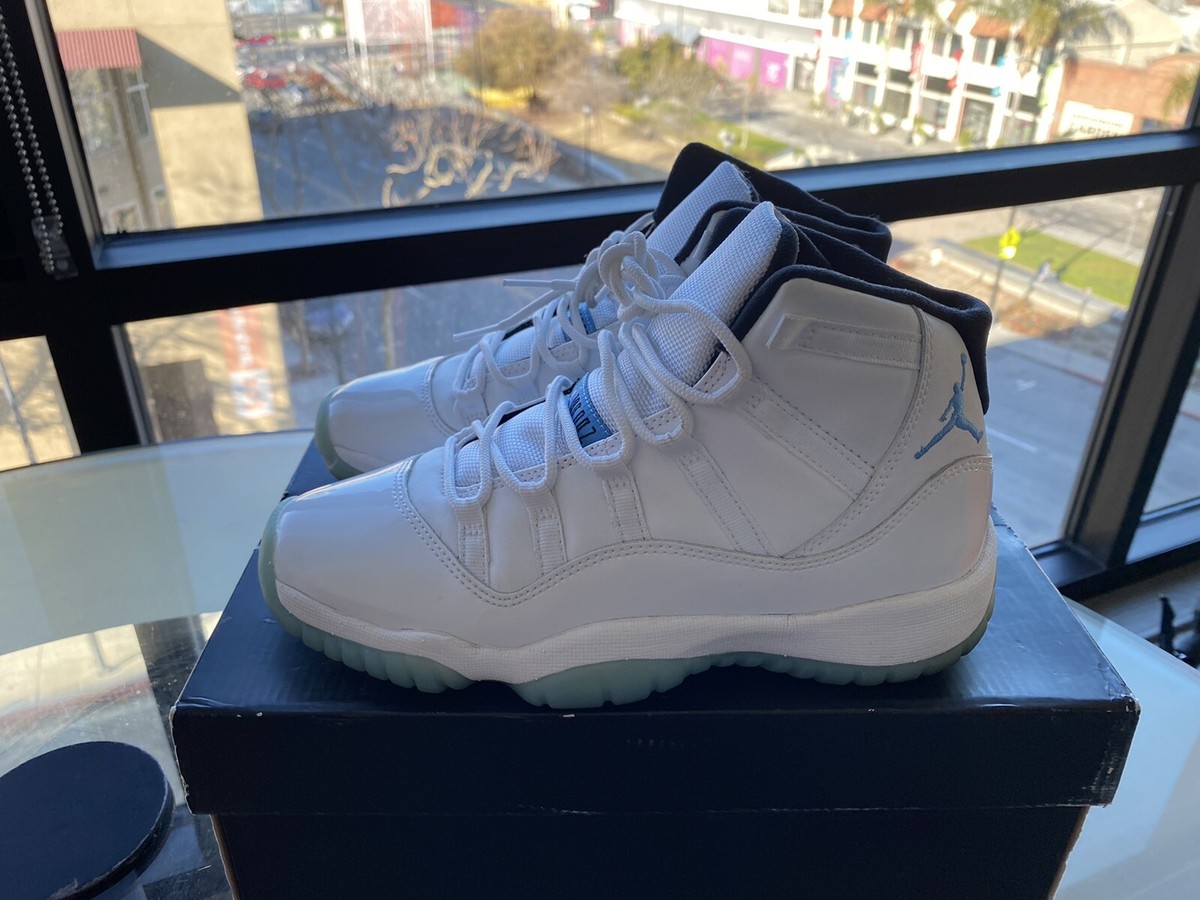 NIKE AIR JORDAN 11 RETRO BG WHITE-LEGEND BLUE SZ 4.5Y-WOMENS