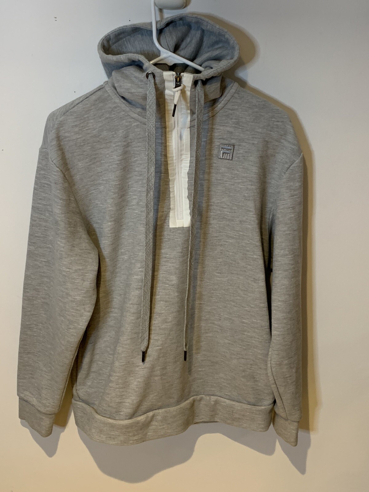 Felpa con cappuccio raglan zip intera Fila Bandier taglia S grigio bianco prezzo al pubblico consigliato $148
