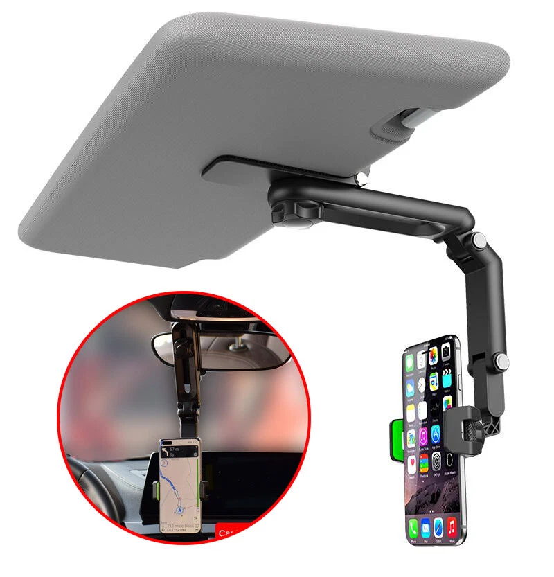 Multifunction 360°Rotation Phone Holder Car Rearview Mirror Sun Visor Mount Clip - Image 2 of 4