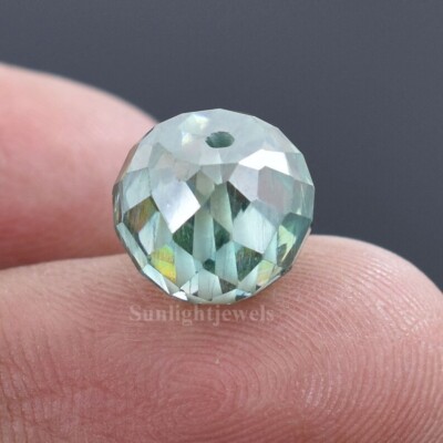 Certified Blue Faceted Diamond Loose Beads for Jewelry Making- 4.90 Ct 9 x 8 mm