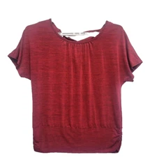 AB Studio Activewear Top Women's Medium Red Black Heather CrissCross Back Straps