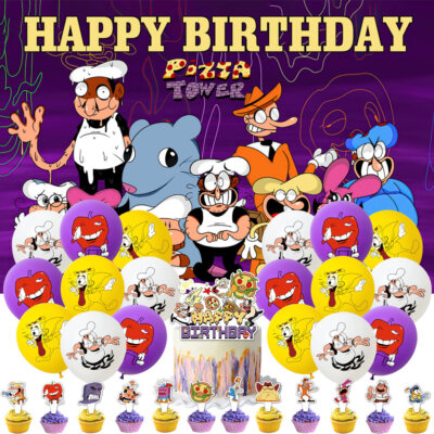 Pizza Tower Geburtstag Party Dekoration Banner Luftballons Cupcake Toppers