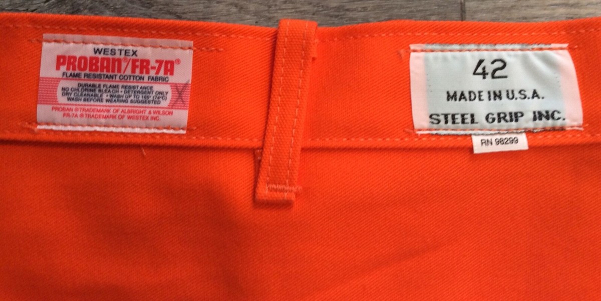 2-Steel Grip Westex FR-8 Fire Resistant Pants 42 Heavy Orange