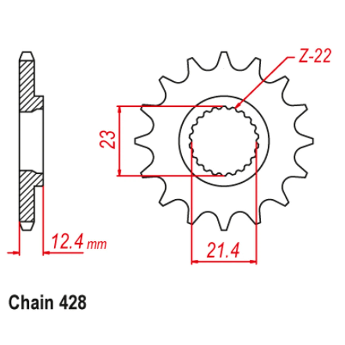 OZOEMPT（428-15T）Rear Sprockets For YAMAHA XG250 Tricker 05