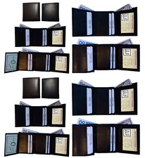 Lot of 12 Man's Trifold wallet genuine calfskin Leather credit card 2 bill slot