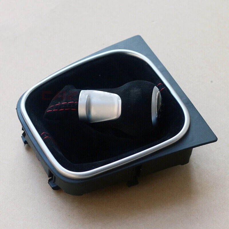 Black Gear Shift Knob Boot Cover Alcantara 6MT For VW Jetta MK5 MK6 2006-2017 Foto 4 de 4