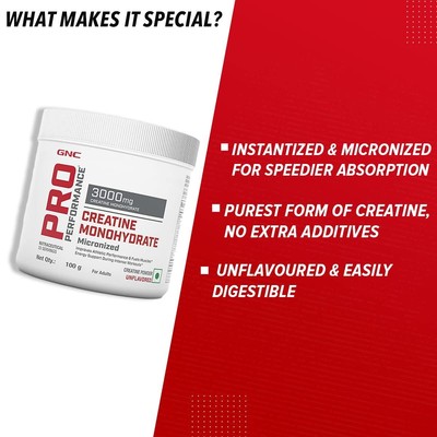 GNC Pro Performance Creatine Monohydrate 3000 mg Supplement Powder- 100gm FREE S | eBay