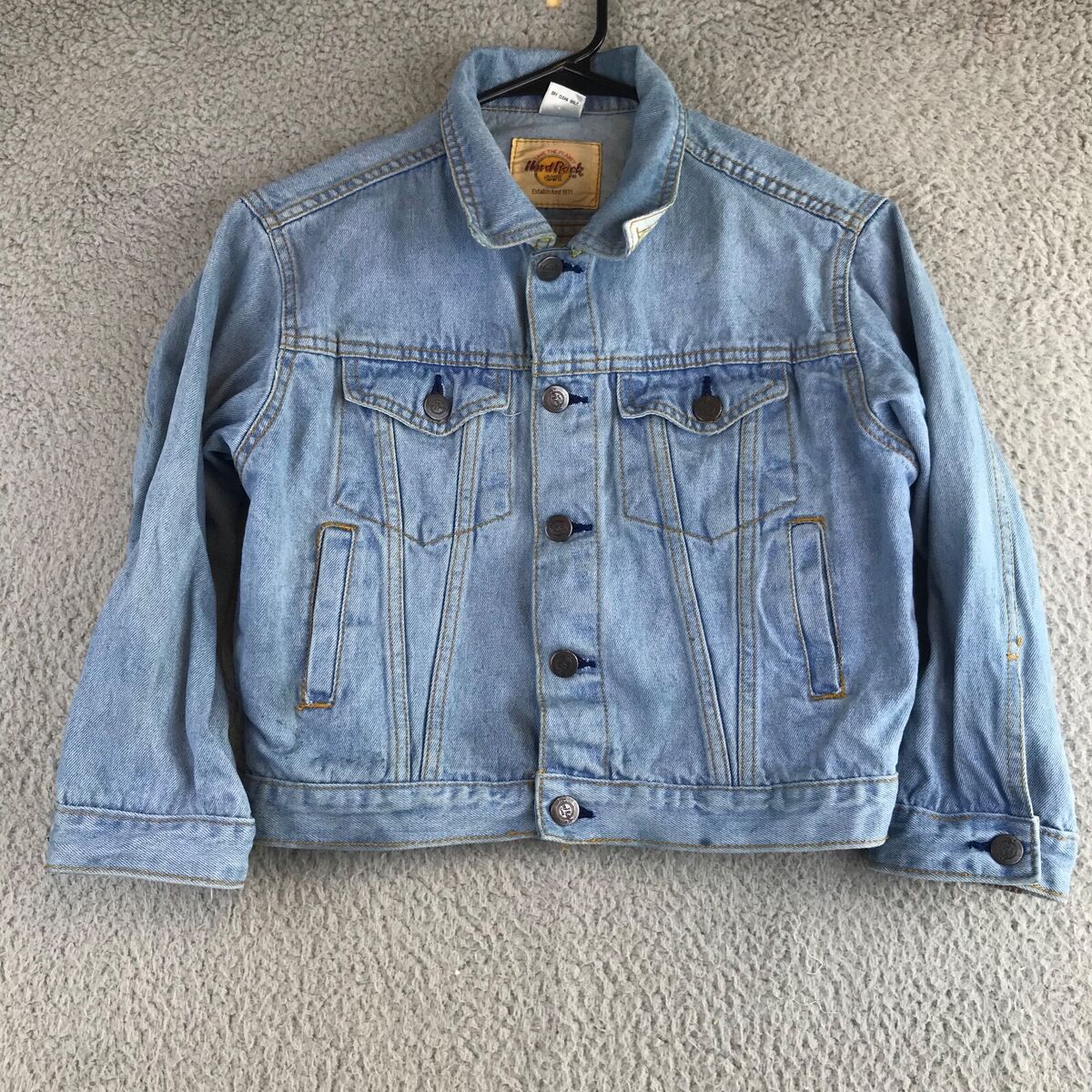 Hard Rock San Juan Jean Jacket Kids Size 8 Blue Denim Button Hard Rock San Juan Jean Jacket Kids Size 8 Blue Denim Button