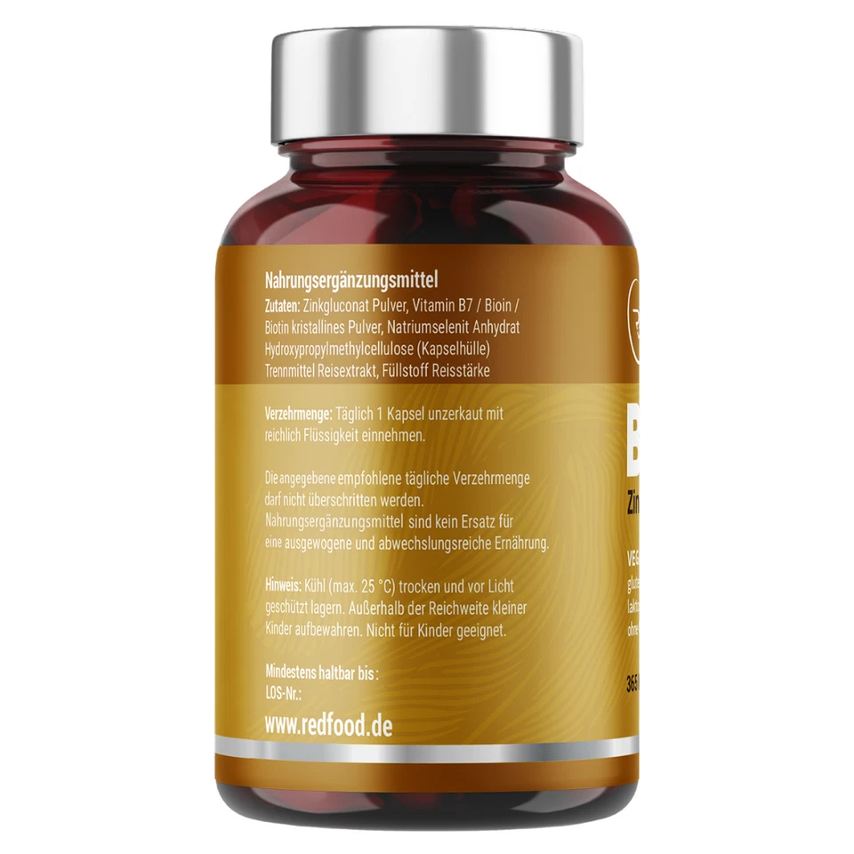 Biotin ⭐Premium Gold⭐  mit 365 Kapseln Hochdosiertes Biotin Zink & Selen Made DE - Bild 2 von 4