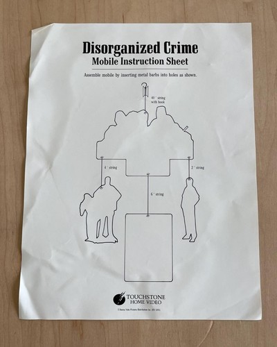 DISORGANIZED CRIME (1989) NIB Touchstone Hanging Mobile Display VHS Movie Promo - Picture 11 of 11