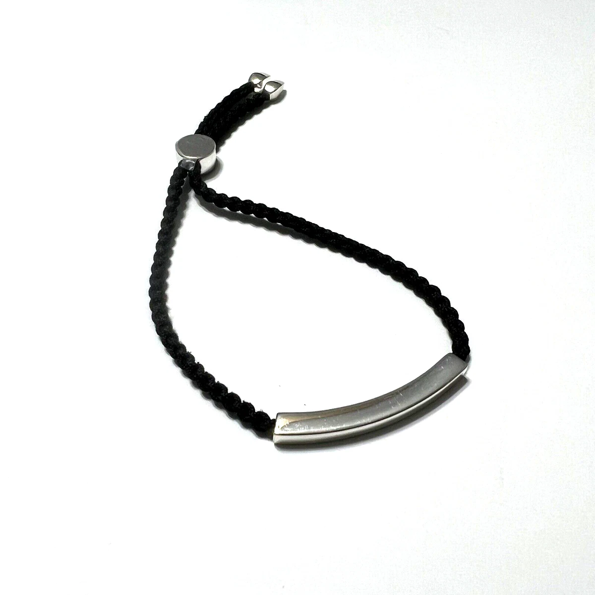 Monica Vinader Men's Linear Friendship Bracelet in Silver/Black