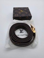 Louis Vuitton Initiales Women's Brown Monogram Adjustable Belt with Gold Buckle
