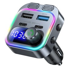 Wireless Bluetooth 5.4 FM Transmitter Dual Mics Deep Bass PD Fast Car Charger