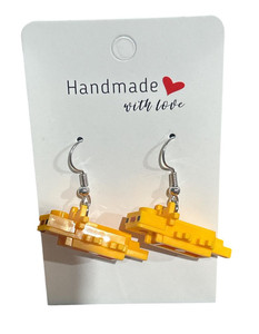 Axolotl Dangle Earrings Handmade with LEGO® Bricks Parts Yellow Axolotl