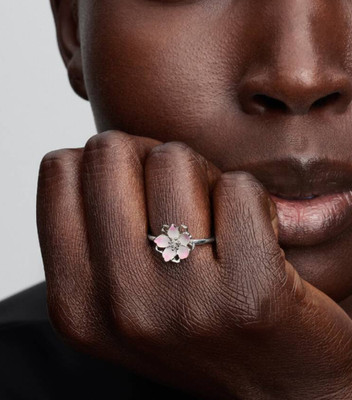 Pandora Cherry Blossom Ring Pink Sterling Silver Enamel With Box New