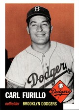 Carl Furillo Brooklyn Dodgers 1991 Topps Archives 1953 Topps Reprint BLANK BCK