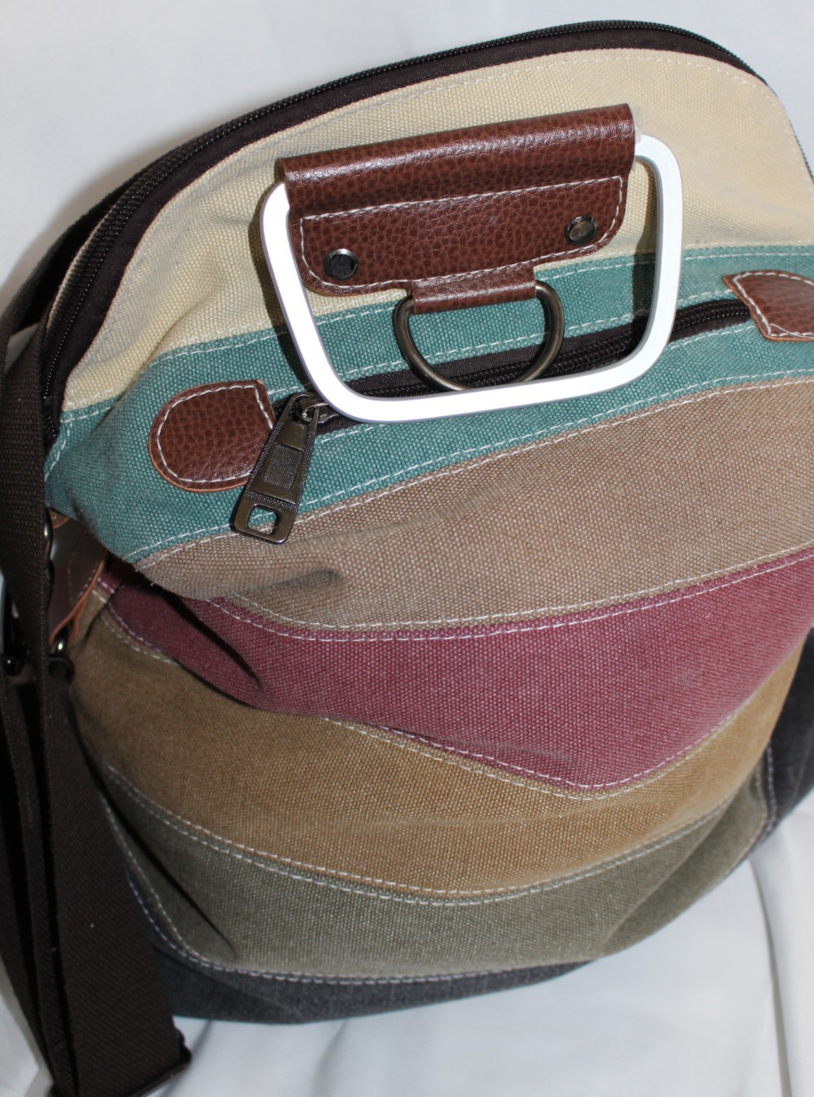 Multi Colored Striped Canvas Adjustable Handbag, … - image 7