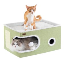 Garnpet Cat Bed for Indoor Cats Cube House, Covered Cat Cave Beds  Furniture...