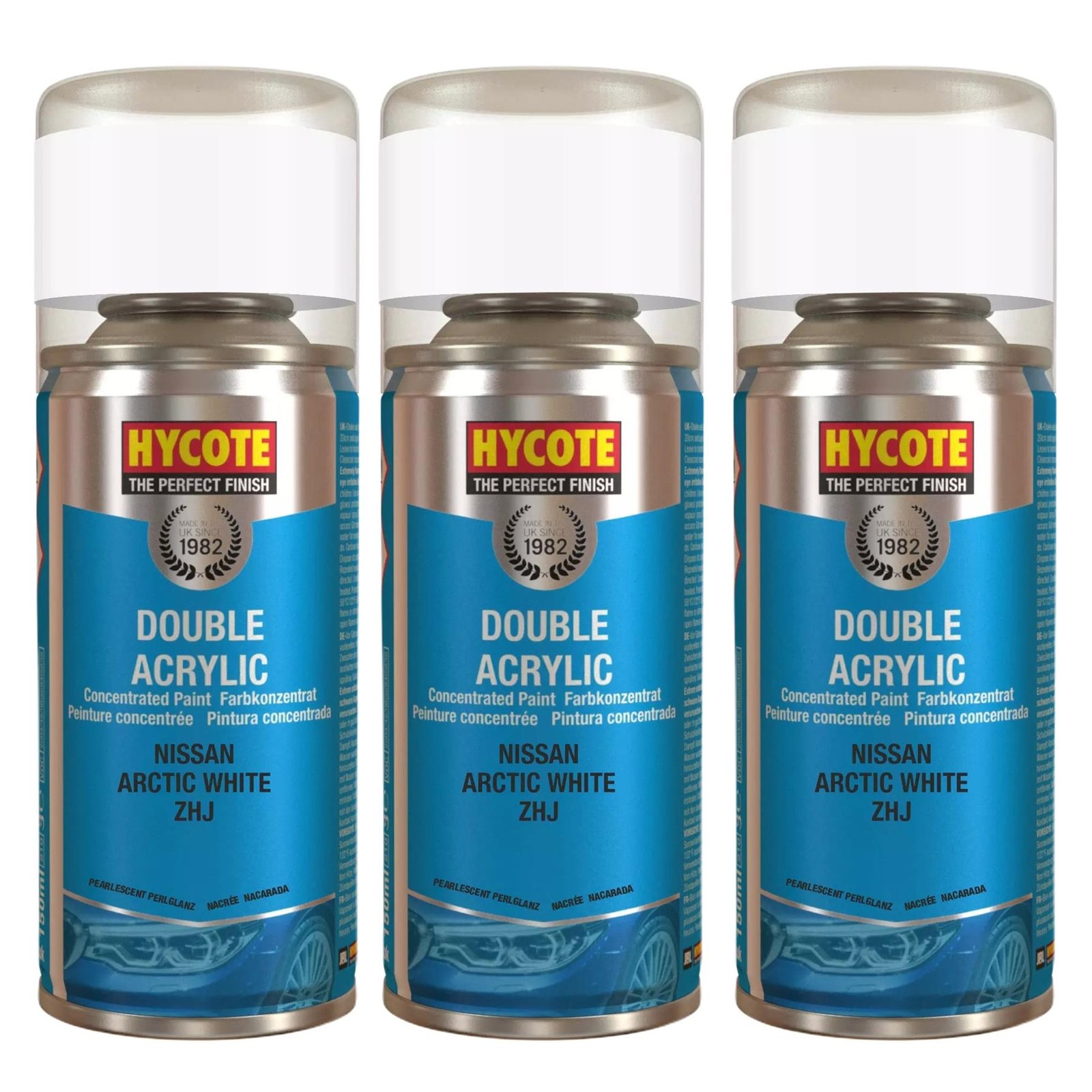 Hycote Colour Spray Paint XDNS705 Nissan Arctic White 150ml x3