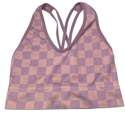 Colsie Bra Women Medium Wireless Purple Checkerboard Double Strap X Back No Pads