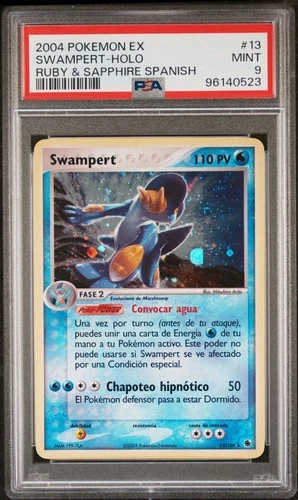 2004 POKEMON EX RUBY & SAPPHIRE SPANISH #13 SWAMPERT -HOLO PSA 9