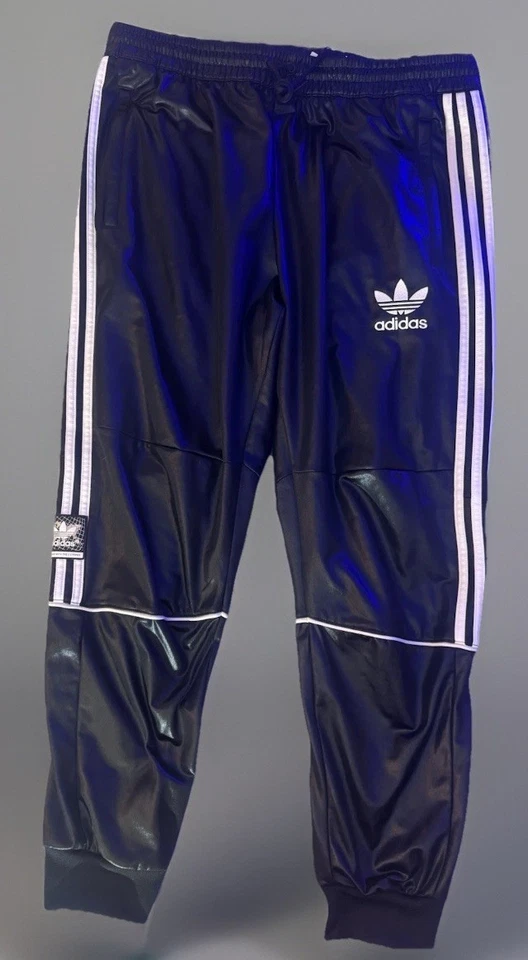 🔥 Raro Adidas Originales Chile 20 XL Brillante Aspecto Húmedo Pantalones de Pista Negro/Blanco Foto 2 de 4