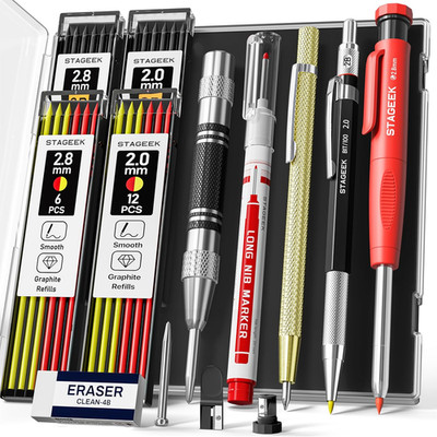 STAGEEK 14Er-Set Mechanischer Zimmermannsbleistifte,Automatischem Körner, Hartme