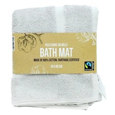 Image of Fairtrade 100% Cotton Bath Mat 50x80cm Soft Absorbent Non Slip Bathroom Rug