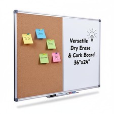 Magnetic Combination Whiteboard  Cork Bulletin Board, 36 x 24 Inch-Dual Surface