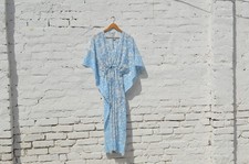 100% TARRIF FREE✅0% CHARGE Indian 100%Cotton Hand Block Long Kaftan Dress KF-75
