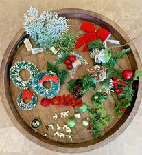 Vintage Christmas Lot Holly Berry Greenery Bells Birds Baubles Decor Crafting