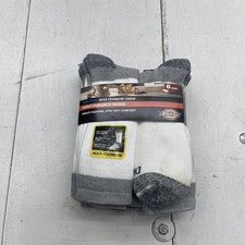 Dickies Work Socks Mens Size 10-13 White Gray Crew Mid Calf Dri-Tech 6 Pairs