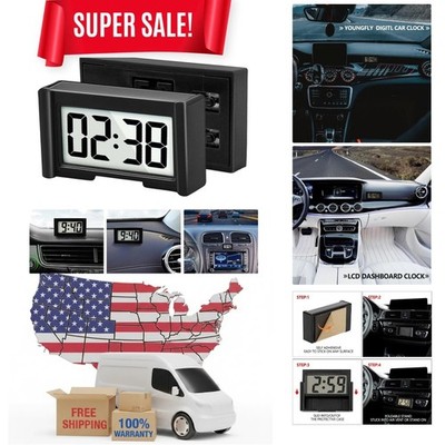 Small Digital Clock, Mini Car Dashboard Clock Battery Operated, Car Truck Das...